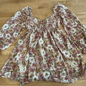 Open Back Floral Mini Dress